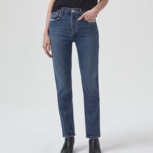 Agolde Riley Long High Rise Straight Jeans in Pose sz 28